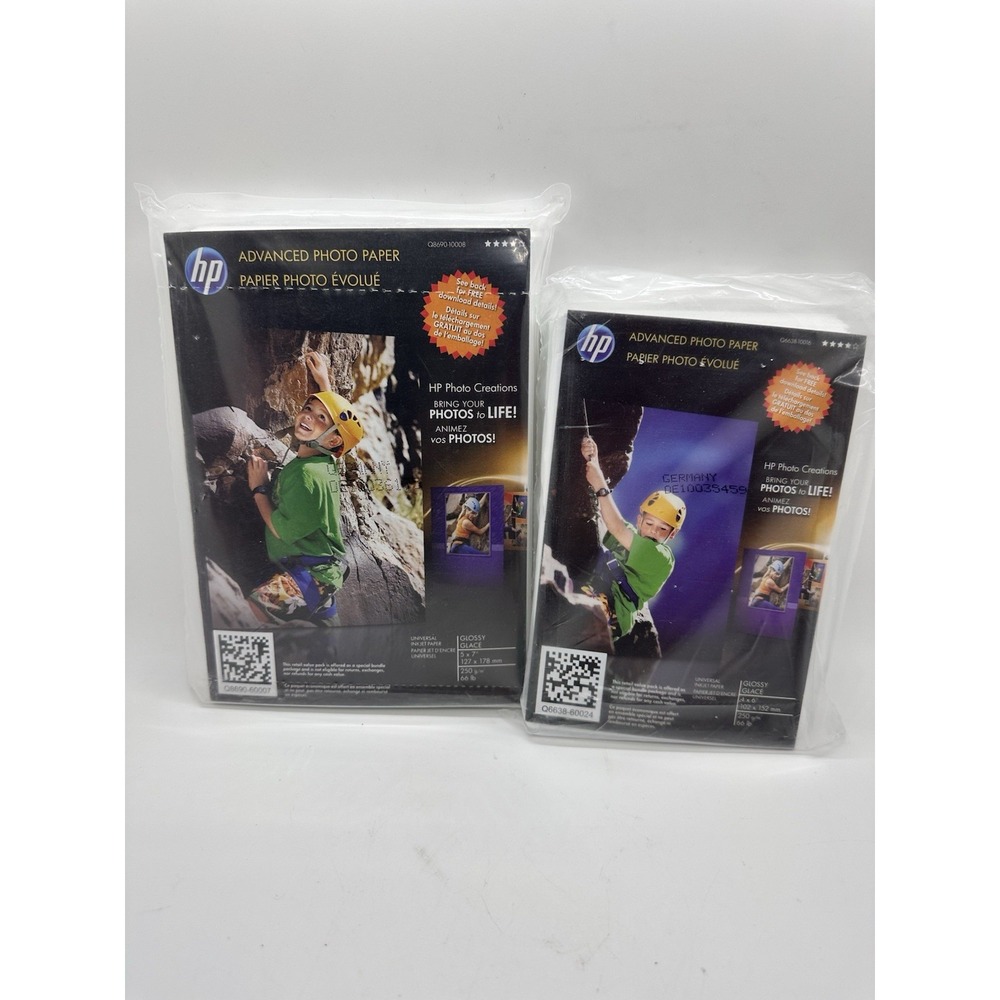 HP Advanced Photo Paper Glossy‎ Lot of 2 Sealed 4x6 & 5x7